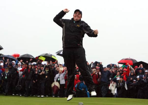 Shane Lowry celebrates Irish Open success in 2009. Pic by INPHO.