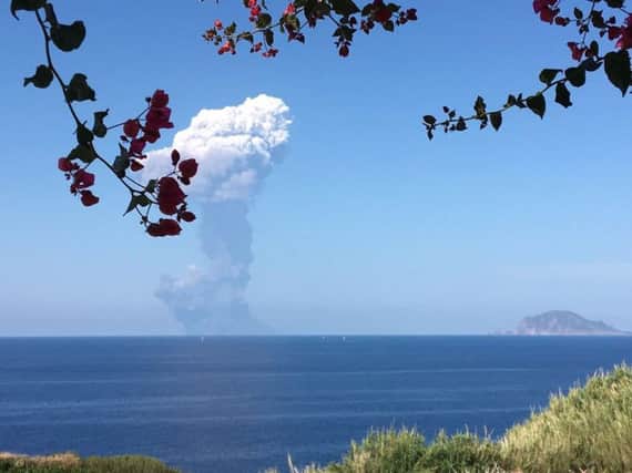 Handout photo taken with permission from the Twitter feed of @robcsmith1 of the eruption of the Stromboli volcano in on the island of the same name, off the coast of Sicily. Photo: Robert Smith/PA Wire