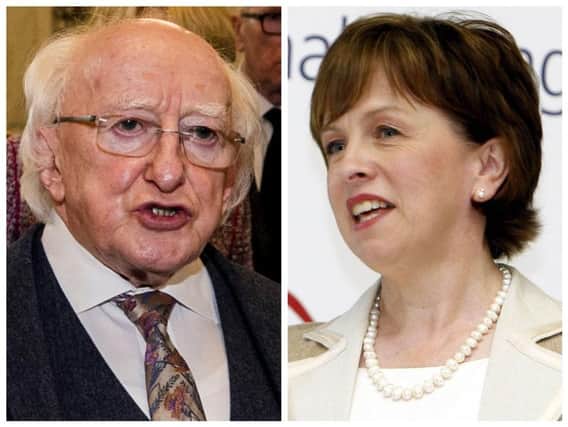 Irish President, Michael D. Higgins and DUP MEP for Northern Ireland, Diane Dodds.