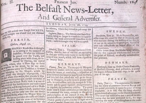 The News Letter of June 26 1739 (July 7 in the modern calendar)