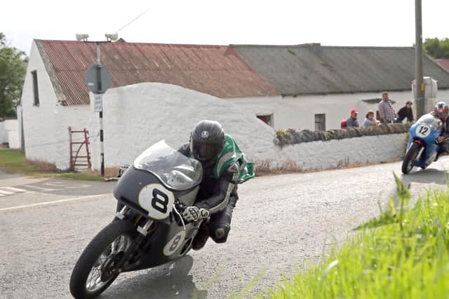 Guy Martin is a late entry at Skerries on his BSA Classic racing machine.