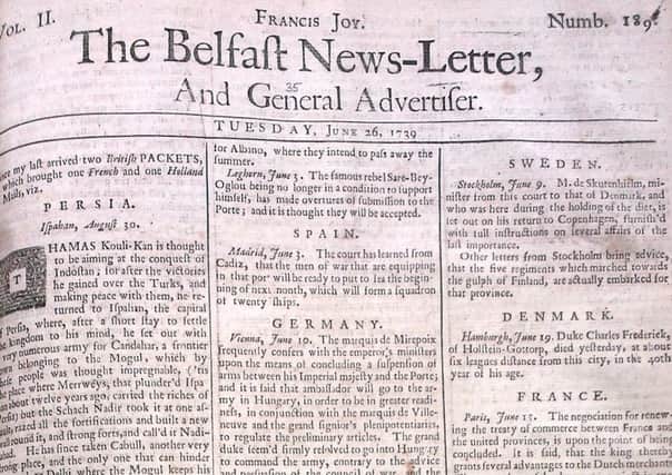 The News Letter of June 26 1739 (July 7 in the modern calendar)