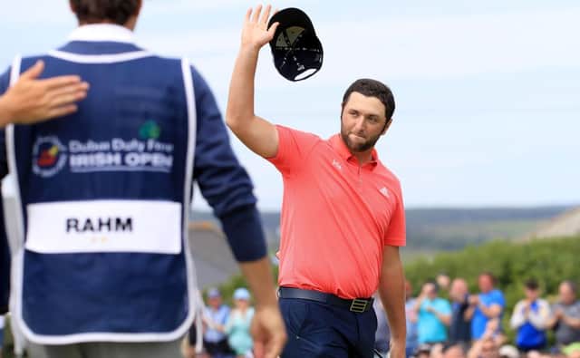 Spain's Jon Rahm at the end of his round during day four of the 2019 Dubai Duty Free Irish Open at Lahinch. Photo credit: Donall Farmer/PA Wire