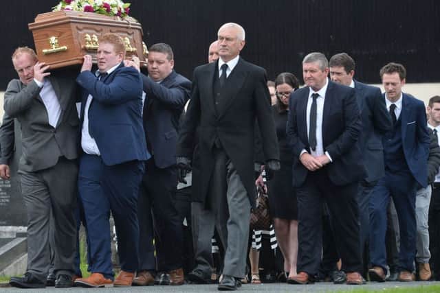 The funeral procession of Beatrice Worton at 1st Markethill Presbyterian Church.
Photo: Colm Lenaghan /Pacemaker
