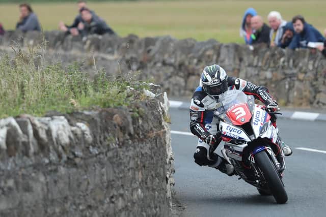 Ballymoney's Michael Dunlop on the Tyco BMW at the Southern 100 on Monday evening. Picture: Dave Kneen/Pacemaker Press.