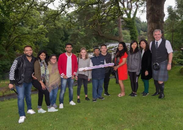 Eight top-performing travel agents from China, India, Qatar and the United Arab Emirates are enjoying an action-packed visit around Northern Ireland and the island of Ireland. They are pictured at the Galgorm Spa and Golf Resort with Mark Rodgers, tour guide (right) and Tori Henry, Tourism Ireland (fifth, left)