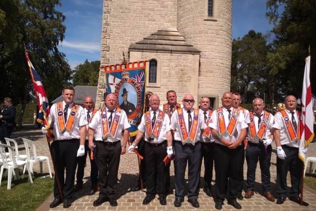 Members of Lord Carson Memorial LOL 1050 at the Ulster Tower