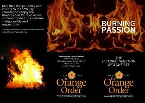 The Orange Order's Burning Passion leaflet.