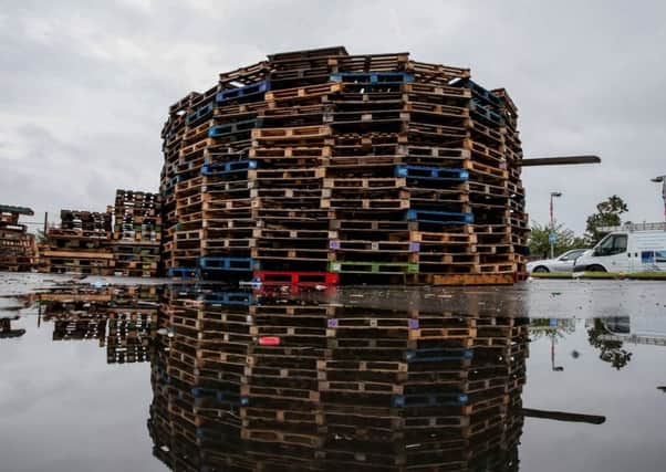 PressEye - Belfast - Northern Ireland - 09th July 2019

Pictured: The bonfire at Avoniel was reconstructed after the removal of tyres by the bonfire builders. 

Picture: Philip Magowan / PressEye