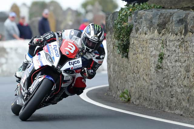 Ballymoney's Michael Dunlop was second fastest in the Superbike class on the Tyco BMW at the Southern 100 on Tuesday. Picture: Dave Kneen/Pacemaker Press.