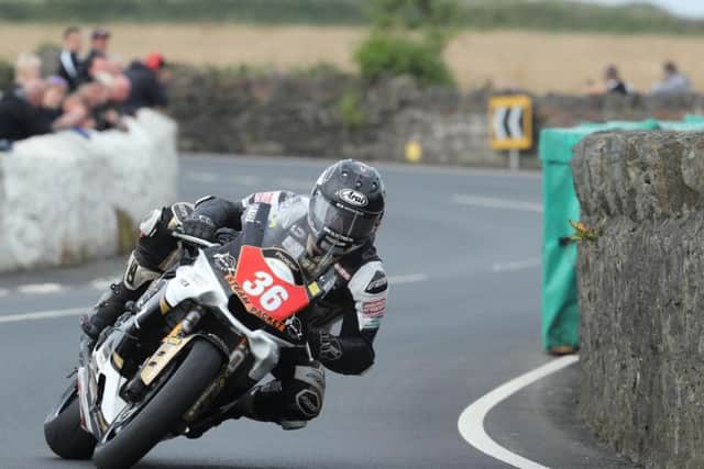 Jamie Coward (Prez Racing Yamaha) sealed the runner-up spot in the first Supersport A race at the Southern 100 after pushing Dean Harrison all the way to the finish. Picture: Dave Kneen/Pacemaker Press.