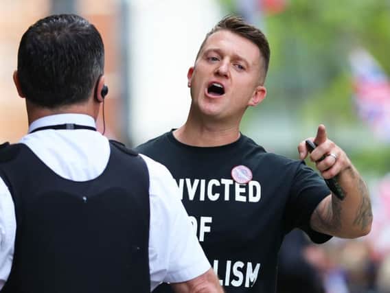 Tommy Robinson arrives for his sentencing at the Old Bailey in London. (Photo: Aaron Chown/P.A. Wire)