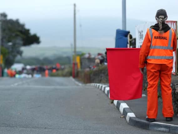 Wednesday evening's opening Sidecar race at the Southern 100 on the Isle of Man was red-flagged after an incident on the opening lap. Picture: Dave Kneen/Pacemaker Press.