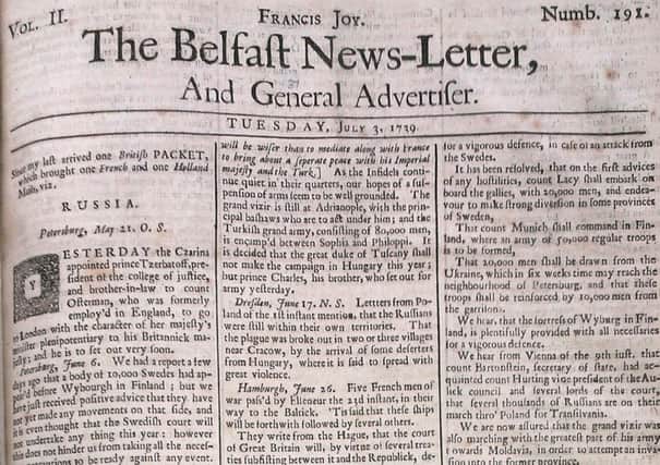 The Belfast News Letter of July 3 1739 (July 14 in the modern calendar)