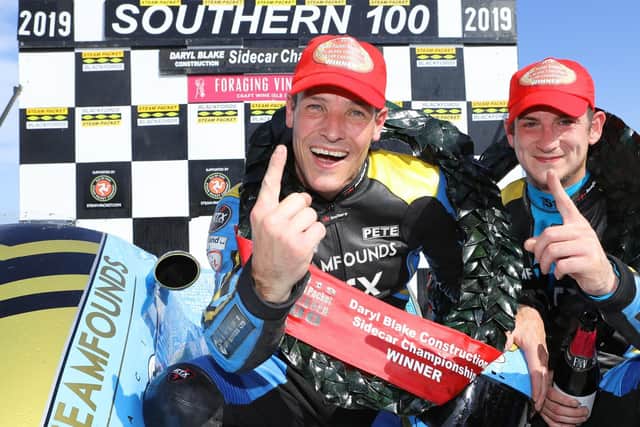 The Sidecar Championship race was for the first time by Peter Founds/Jevon Walmsley. Picture: Dave Kneen/Pacemaker Press.