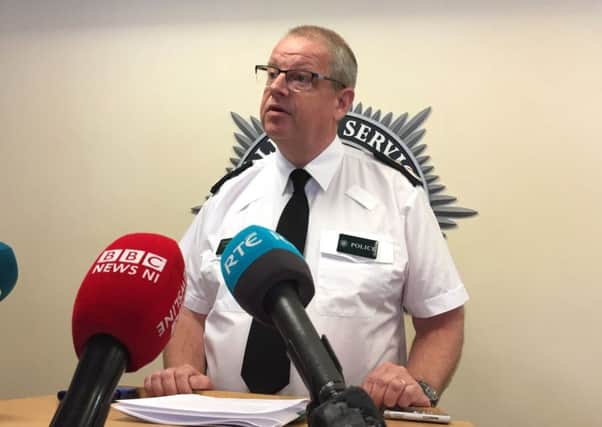 PSNI chief constable Simon Byrne gives a press conference at the police headquarters in Belfast. PRESS ASSOCIATION Photo. Picture date: Saturday July 13, 2019. See PA story POLITICS Brexit. Photo credit should read: David Young/PA Wire