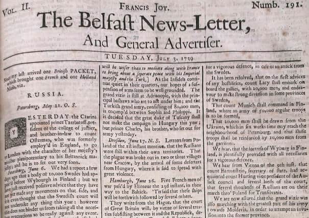 The Belfast News Letter of July 3 1739 (July 14 in the modern calendar)