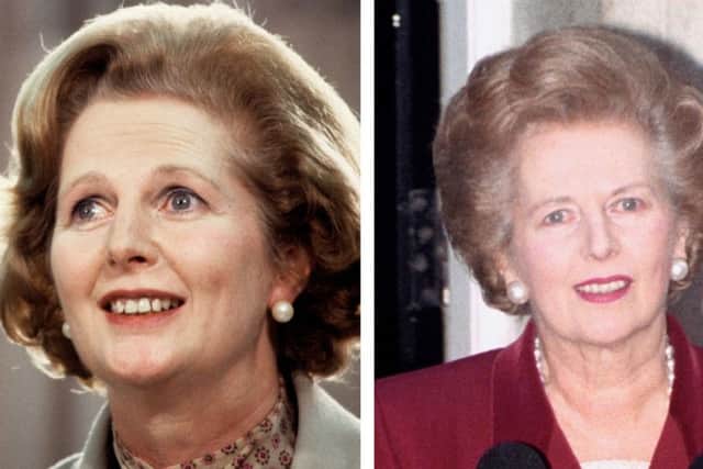 Margaret Thatcher Left: Addressing a press conference in Dublin in 1979, Right: Making her final speech outside Downing Street before heading to the Palace to resign. Photo: Sean Dempsey/PA Archive/PA