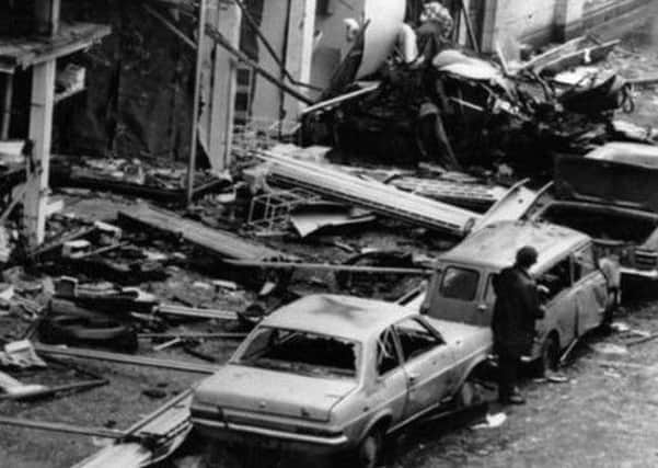 The aftermath of an UVF bomb attack in Dublin in May 1974