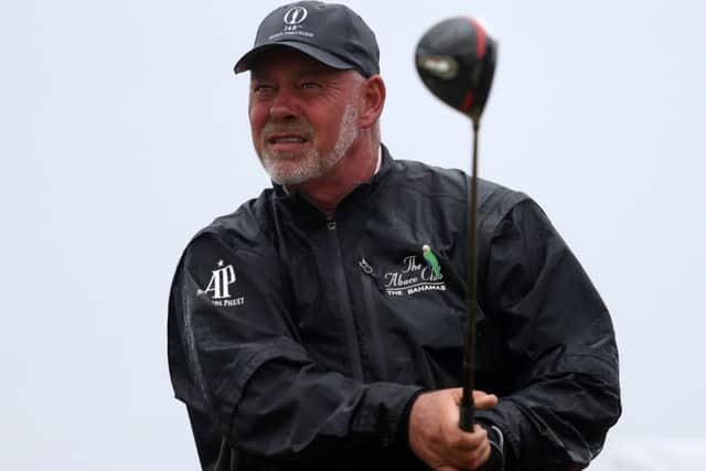 Northern Ireland's Darren Clarke tees off the 18th during preview day four of The Open Championship 2019 at Royal Portrush Golf Club. PRESS ASSOCIATION Photo. Picture date: Wednesday July 17, 2019. See PA story GOLF Open. Photo credit should read: David Davies/PA Wire. RESTRICTIONS: Editorial use only. No commercial use. Still image use only. The Open Championship logo and clear link to The Open website (TheOpen.com) to be included on website publishing.