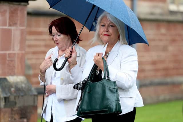 Abuse campaigners Kate Wlmsley (left) and Margaret McGuckin from the SAVIA lobby group attended the funeral of Sir Anthony Hart