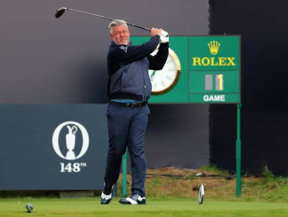 Darren Clarke tees off the 1st to start day one of The Open Championship 2019 at Royal Portrush Golf Club