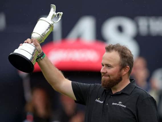 Shane Lowry celebrates with Claret Jug after winning The Open Championship 2019 at Royal Portrush Golf Club.  David Davies/PA Wire