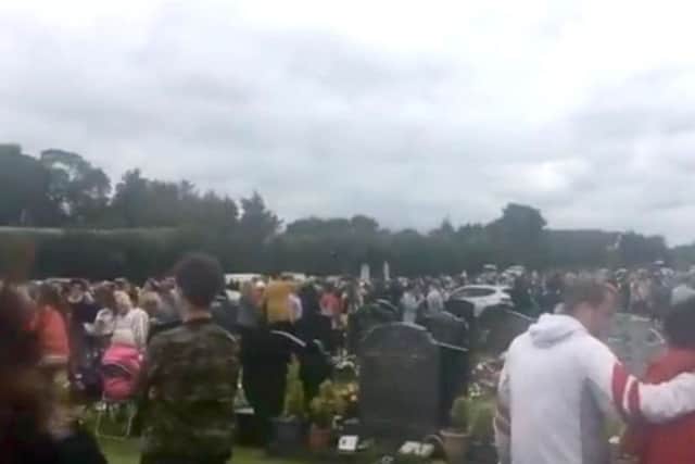 Videograbbed image taken with permission from a video posted on twitter of the scene in St Patrick's cemetery, Dowdallshill in Dundalk