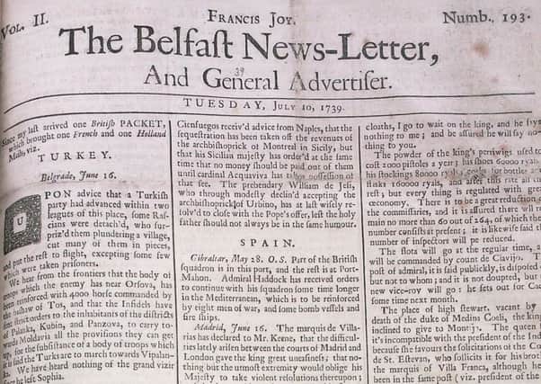 From the Belfast News Letter of July 10 1739 (July 21 in the modern calendar)