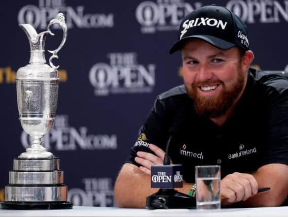 Shane Lowry with the Claret Jug during the press conference
Mandatory Credit INPHO/Oisin Keniry