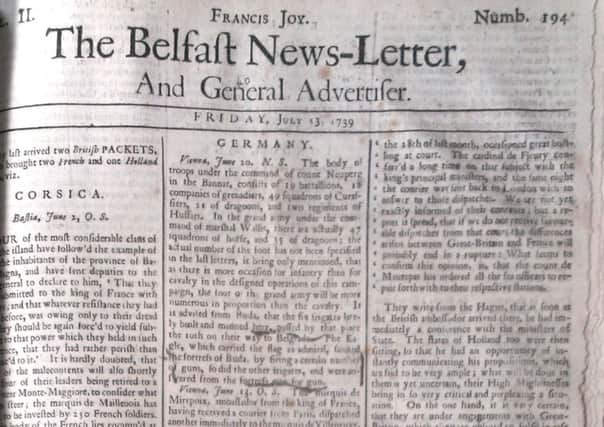 The Belfast News Letter of July 13 1739 (July 24 in modern calendar)