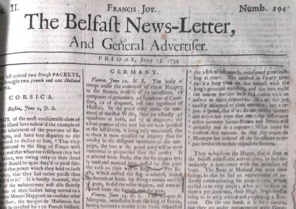 The Belfast News Letter of July 13 1739 (July 24 modern calendar)