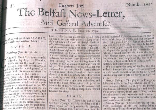 The Belfast News Letter of July 17 1739 (July 28 in the modern calendar)