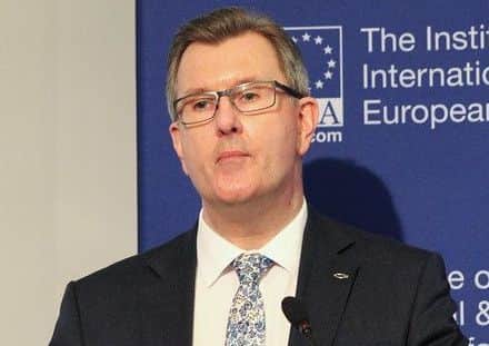 Sir Jeffrey Donaldson says the DUP wants to leave the EU with a deal which would see the backstop renegotiated. Pic Lorcan Mullally, IIEA