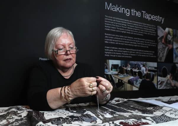 Anne Robinson (pictured) adding the finishing touches to the  Game of Thrones Tapestry