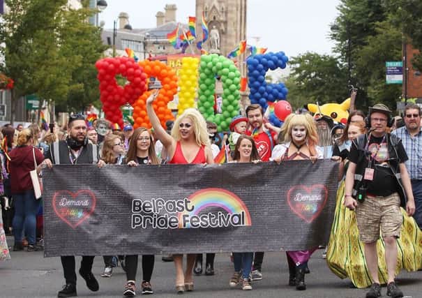 Participants in the 2017 Belfast Pride parade