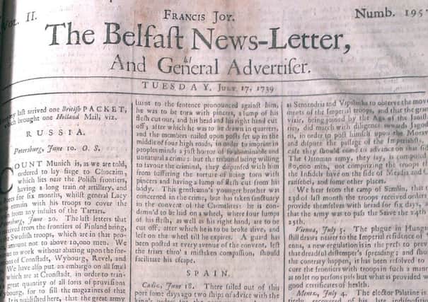 The Belfast News Letter of July 17 1739 (July 28 in the modern calendar)