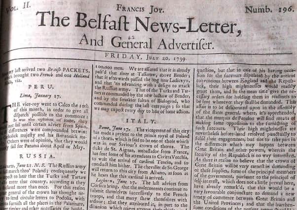 The July 20 1739 Belfast News Letter (July 31 in the modern calendar)
