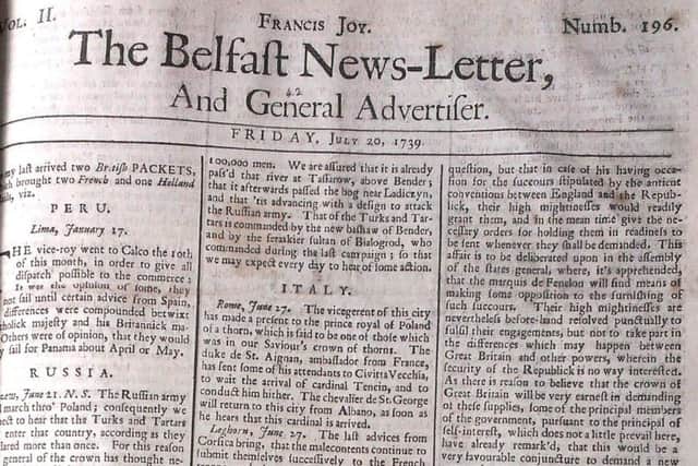 The Belfast News Letter of July 20 1739 (July 31 in the modern calendar)