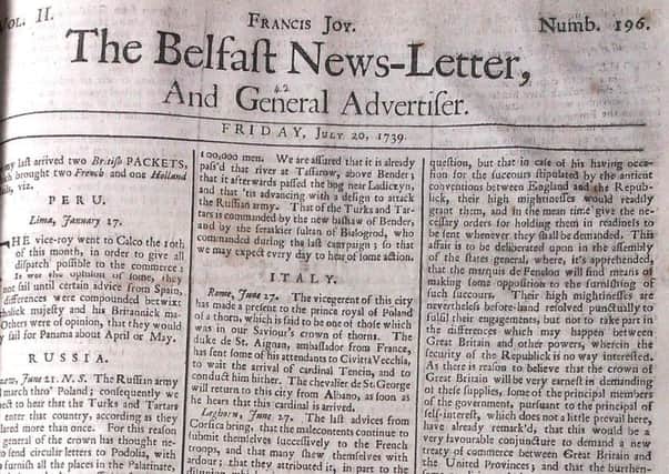The Belfast News Letter of July 20 1739 (July 31 in the modern calendar)