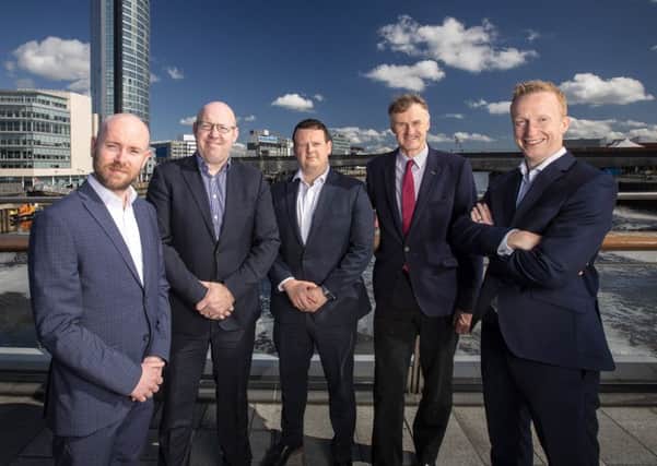 Benjamin McGuinness, Investment Executive, Kernel Capital; Simon Cole, CEO of Automated Intelligence; Fergus McIlduff, CFO of Automated Intelligence; William McCulla, Director Corporate Finance, Invest NI; Niall Devlin, Head of Regional Business Banking NI, Bank of Ireland.