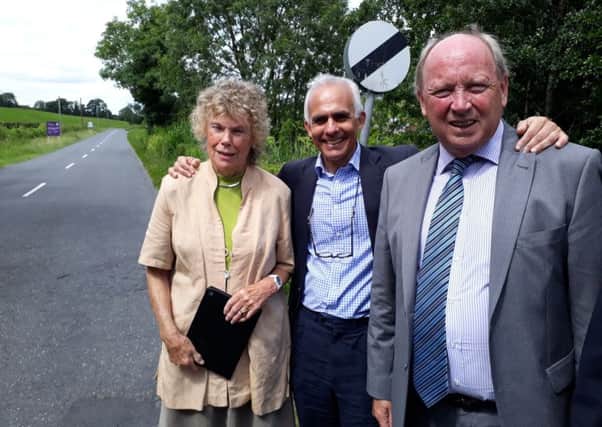 Kate Hoey, Ben Habib and Jim Allister on the Republic of Ireland side of the Monaghan-Fermanagh border on Thursday