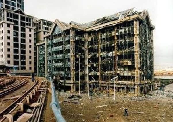 The aftermath of the 1996 Canary Wharf bomb