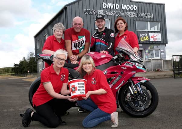 Adam McLean and UGP Clerk of the Course Noel Johnston join Injured Riders' Welfare Fund members Jan Simm, Sharon Neill, Sheila Sinton and Susan Lester to annouce the Fund collected a record £13,900 as the  chosen charity of the fonaCAB Ulster Grand Prix' in 2019. PICTURE BY STEPHEN DAVISON