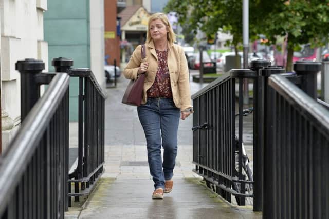 Deborah McGuinness pictured at the High Court in Belfast. She is challenging  Michael Stone's new bid to be released under the Good Friday Agreement. Pic: Presseye/Stephen Hamilton