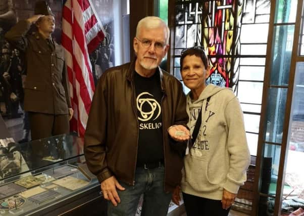 William and Ercelina Wolfe visiting NIWM last week to see William Wolfe senior's dogtag