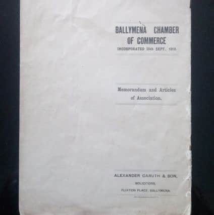 The first minutes of Ballymena Chamber of Commerce from September 25, 1919