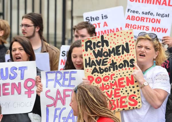 A pro-choice protest outside Belfast High Court (archive image)