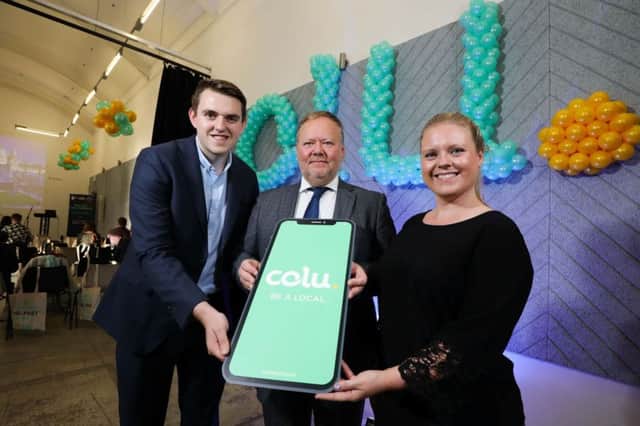 The Colu team pictured at an event they hosted for city merchants ahead of the launch of Belfast Coin. Pictured is Chris Bunce, Belfast Community Sales Manager; Richard Cherry, General Manager, Colu UK and Leona Mills, Belfast Community Marketing Manager