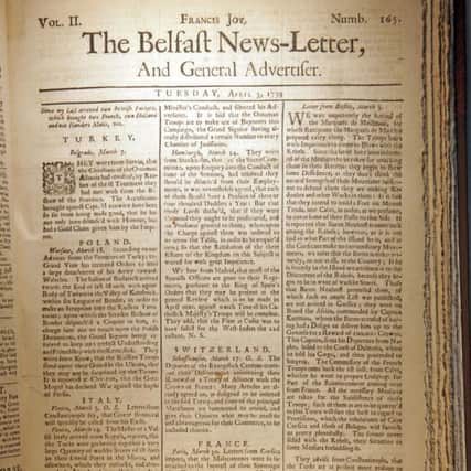 The front page of a Belfast News Letter from April 1739, one of the many that we serialised each day, beginning last year, when each edition turned 280 years old. The reports on this page today come from the August 14 (August 25 modern date) paper, which is the last surviving edition in that surviving nine-month batch of papers from 1738 and 1739